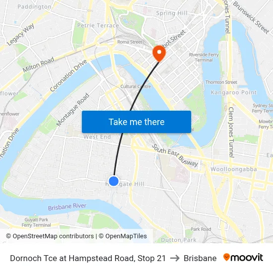 Dornoch Tce at Hampstead Road, Stop 21 to Brisbane map