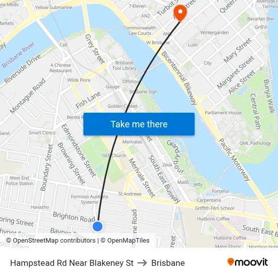 Hampstead Rd Near Blakeney St to Brisbane map