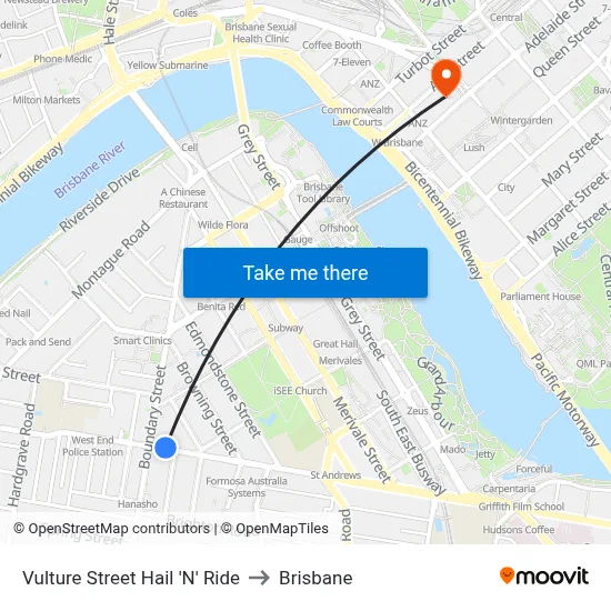 Vulture Street Hail 'N' Ride to Brisbane map