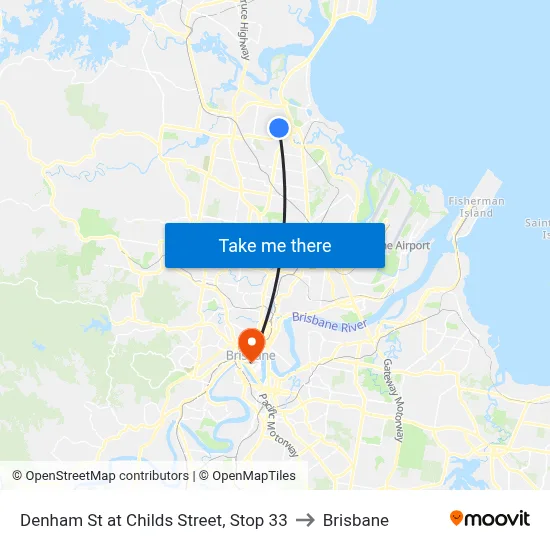 Denham St at Childs Street, Stop 33 to Brisbane map