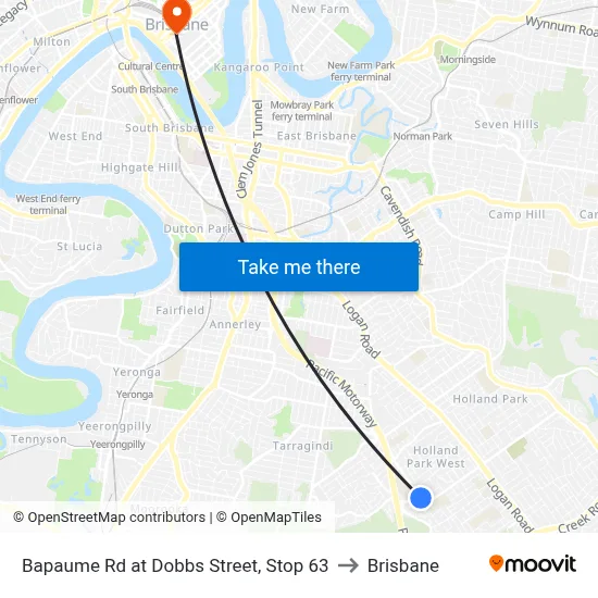 Bapaume Rd at Dobbs Street, Stop 63 to Brisbane map