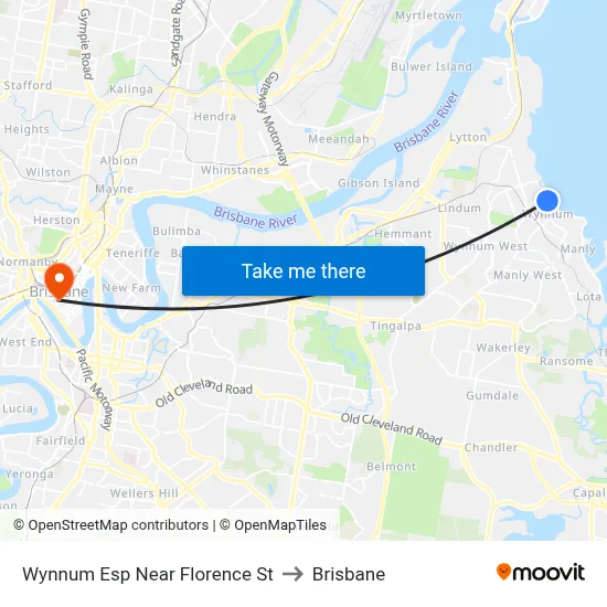 Wynnum Esp Near Florence St to Brisbane map