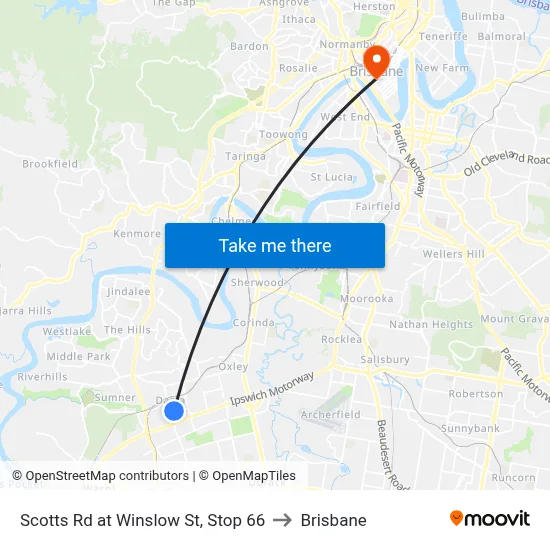 Scotts Rd at Winslow St, Stop 66 to Brisbane map