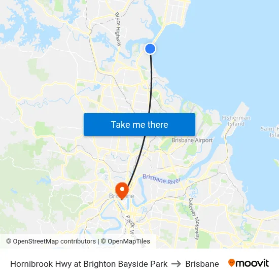 Hornibrook Hwy at Brighton Bayside Park to Brisbane map