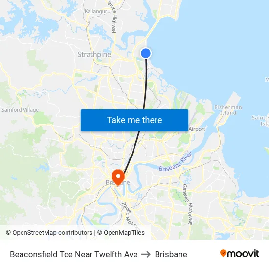 Beaconsfield Tce Near Twelfth Ave to Brisbane map