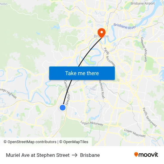Muriel Ave at Stephen Street to Brisbane map