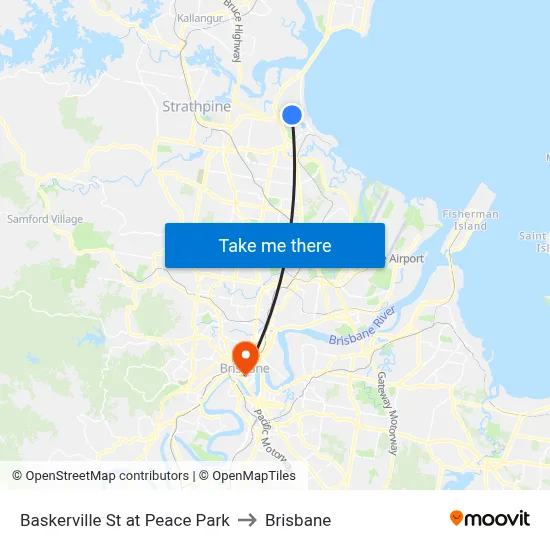 Baskerville St at Peace Park to Brisbane map