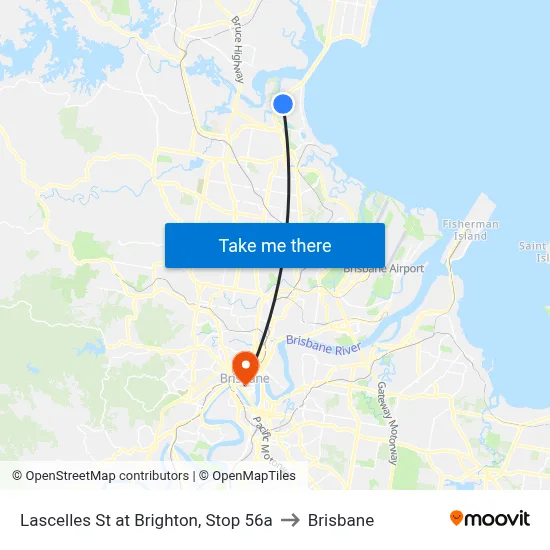 Lascelles St at Brighton, Stop 56a to Brisbane map