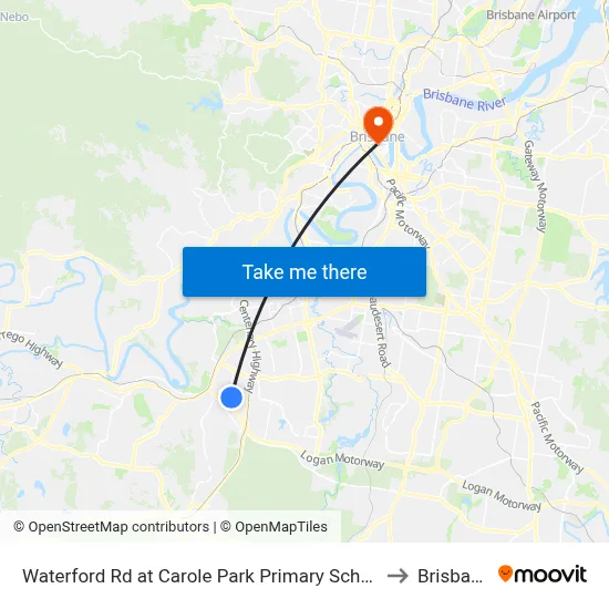 Waterford Rd at Carole Park Primary School to Brisbane map