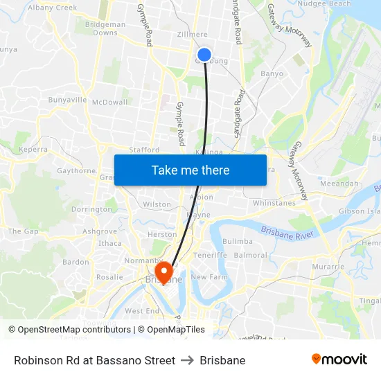 Robinson Rd at Bassano Street to Brisbane map