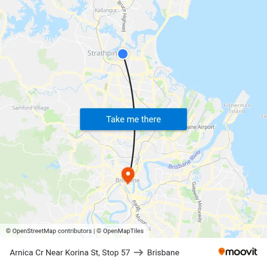 Arnica Cr Near Korina St, Stop 57 to Brisbane map