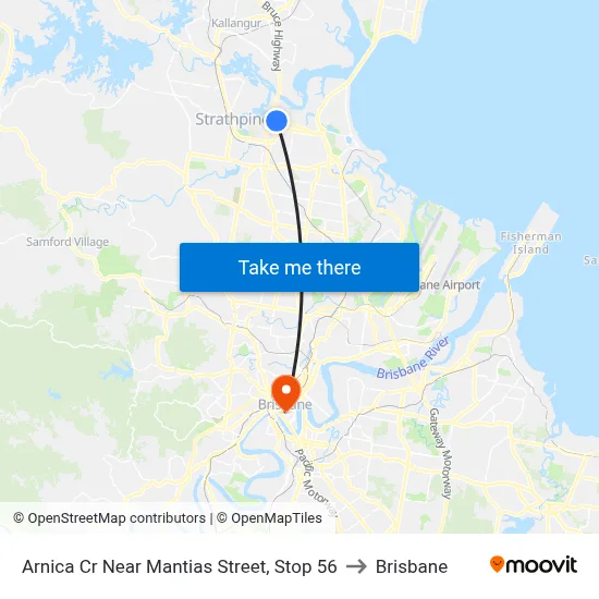Arnica Cr Near Mantias Street, Stop 56 to Brisbane map