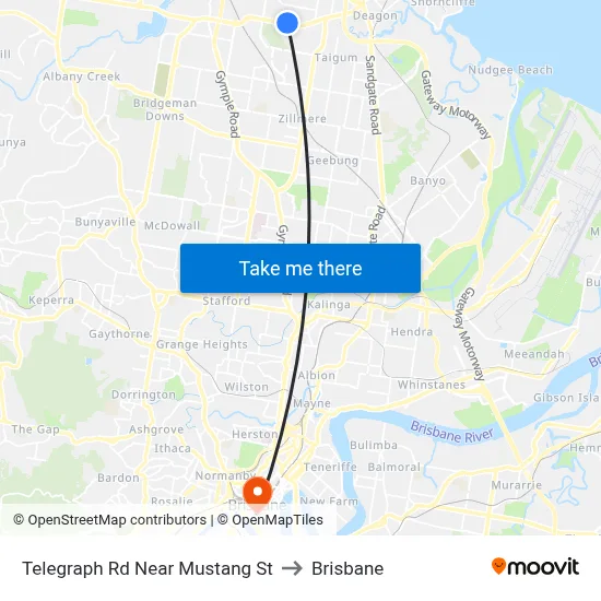 Telegraph Rd Near Mustang St to Brisbane map