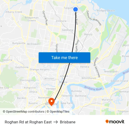 Roghan Rd at Roghan East to Brisbane map