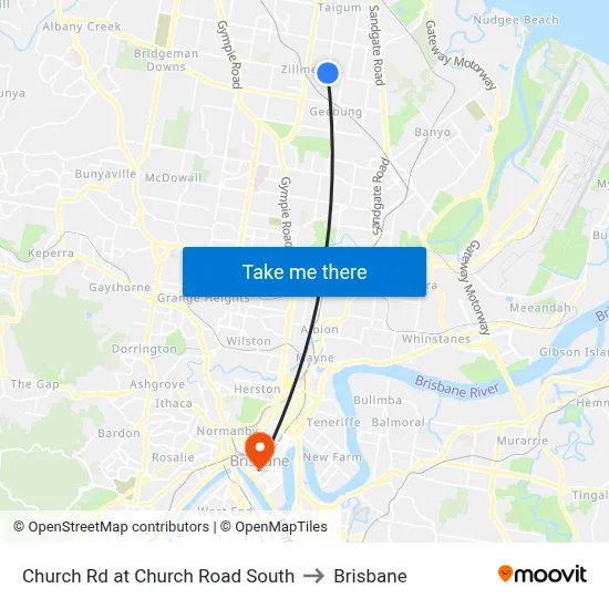 Church Rd at Church Road South to Brisbane map