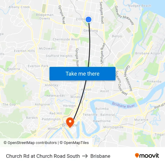 Church Rd at Church Road South to Brisbane map