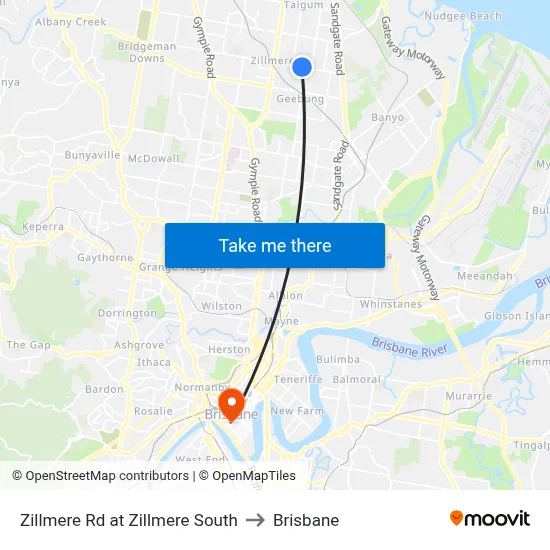 Zillmere Rd at Zillmere South to Brisbane map