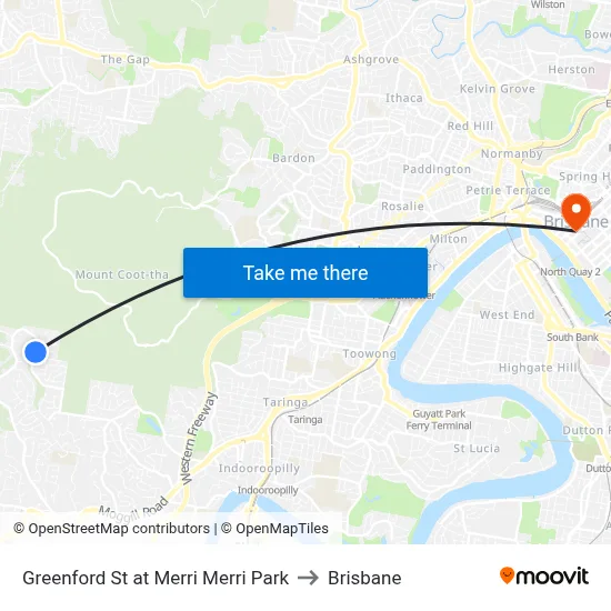 Greenford St at Merri Merri Park to Brisbane map