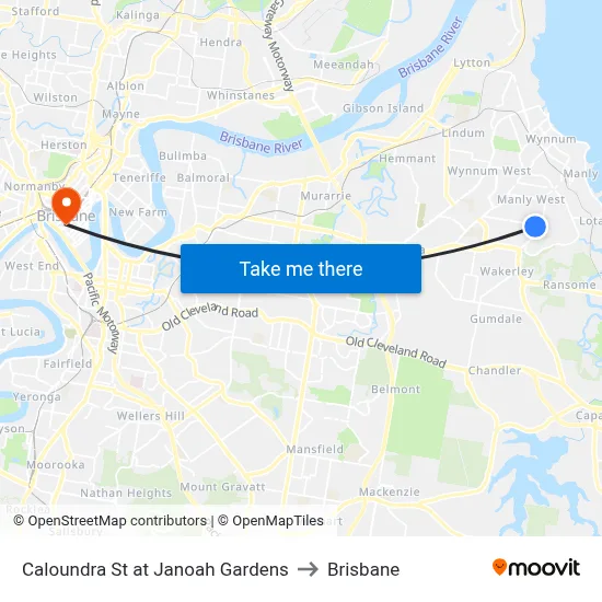 Caloundra St at Janoah Gardens to Brisbane map