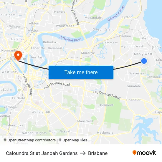 Caloundra St at Janoah Gardens to Brisbane map
