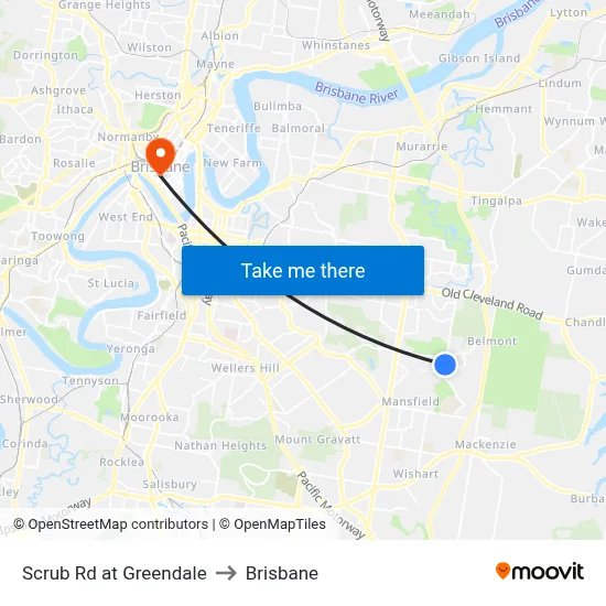 Scrub Rd at Greendale to Brisbane map