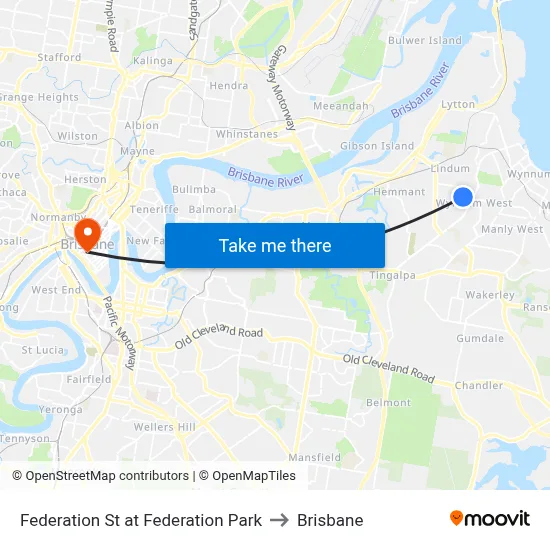 Federation St at Federation Park to Brisbane map
