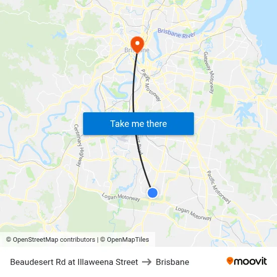 Beaudesert Rd at Illaweena Street to Brisbane map