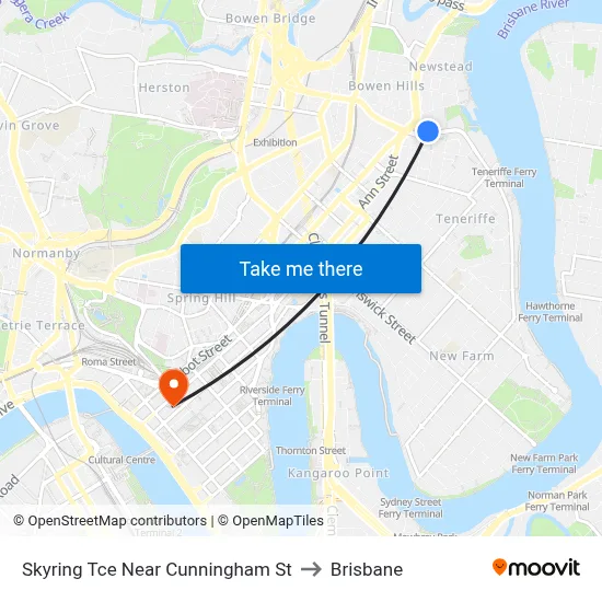 Skyring Tce Near Cunningham St to Brisbane map