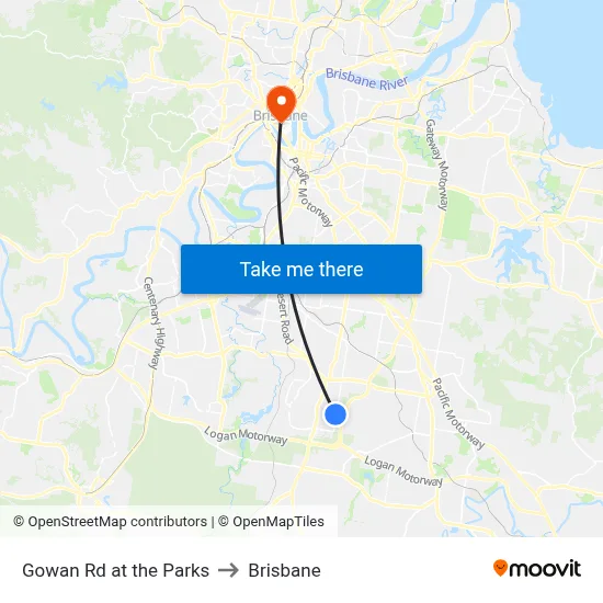 Gowan Rd at the Parks to Brisbane map