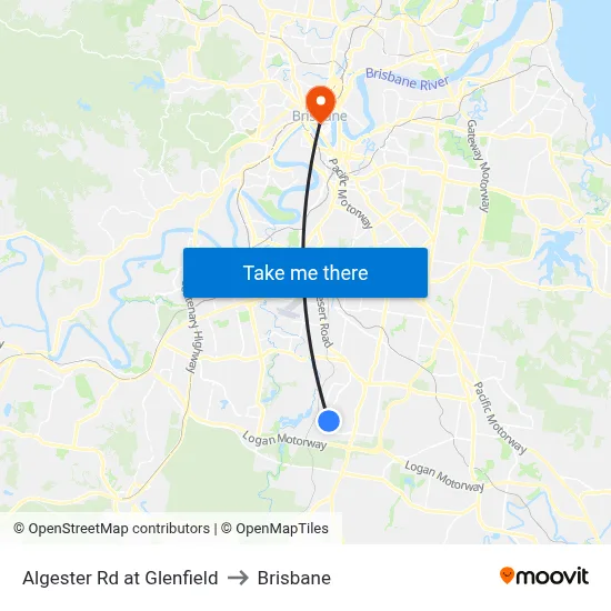 Algester Rd at Glenfield to Brisbane map