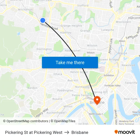 Pickering St at Pickering West to Brisbane map