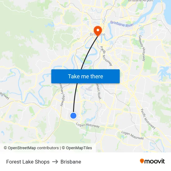 Forest Lake Shops to Brisbane map