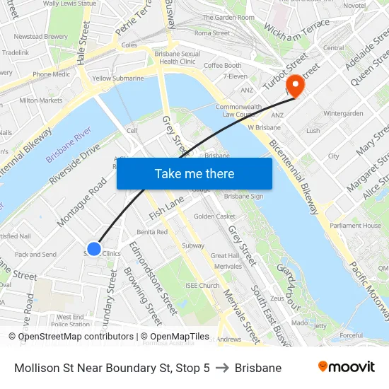 Mollison St Near Boundary St, Stop 5 to Brisbane map