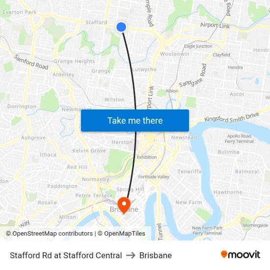 Stafford Rd at Stafford Central to Brisbane map
