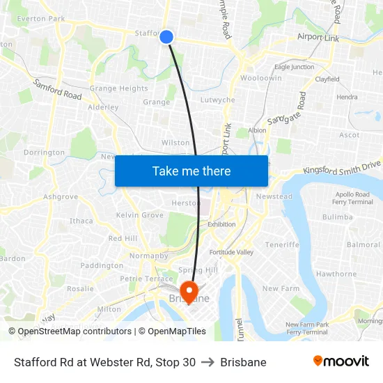 Stafford Rd at Webster Rd, Stop 30 to Brisbane map