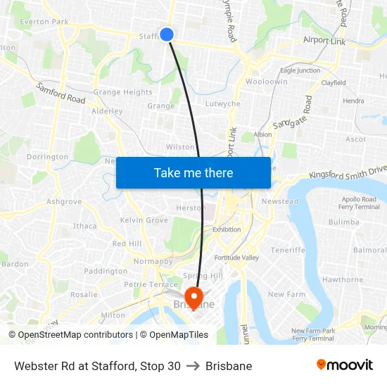 Webster Rd at Stafford, Stop 30 to Brisbane map