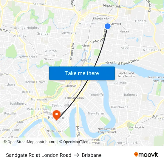 Sandgate Rd at London Road to Brisbane map