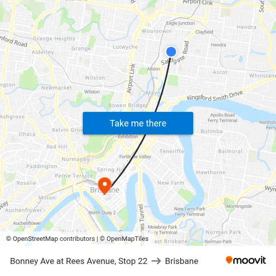 Bonney Ave at Rees Avenue, Stop 22 to Brisbane map