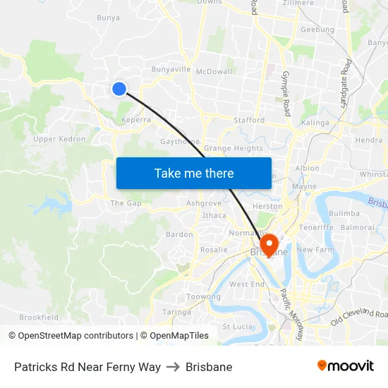 Patricks Rd Near Ferny Way to Brisbane map