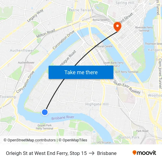 Orleigh St at West End Ferry, Stop 15 to Brisbane map