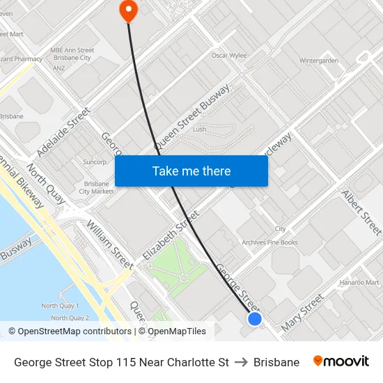 George Street Stop 115 Near Charlotte St to Brisbane map