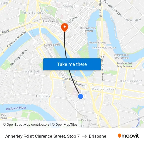 Annerley Rd at Clarence Street, Stop 7 to Brisbane map