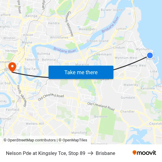 Nelson Pde at Kingsley Tce, Stop 89 to Brisbane map