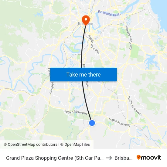 Grand Plaza Shopping Centre (Sth Car Park) to Brisbane map