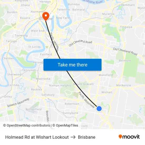 Holmead Rd at Wishart Lookout to Brisbane map