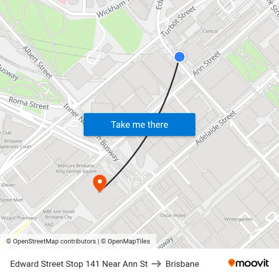 Edward Street Stop 141 Near Ann St to Brisbane map