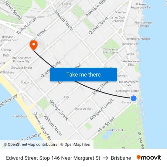 Edward Street Stop 146 Near Margaret St to Brisbane map