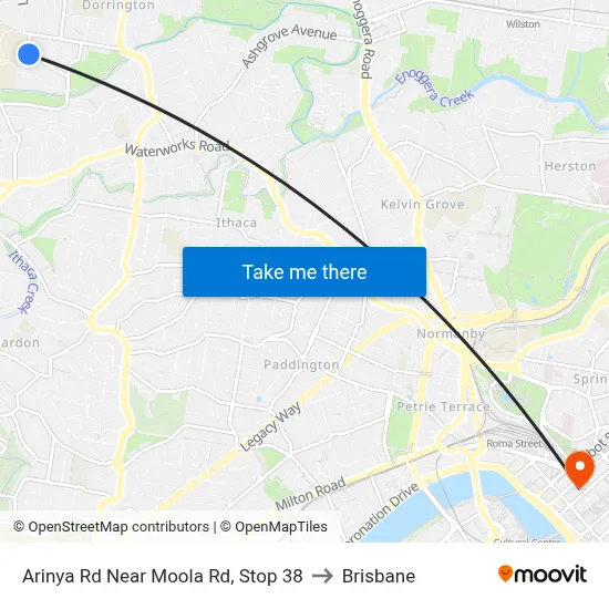 Arinya Rd Near Moola Rd, Stop 38 to Brisbane map
