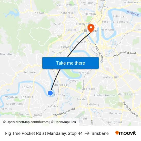 Fig Tree Pocket Rd at Mandalay, Stop 44 to Brisbane map