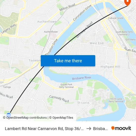 Lambert Rd Near Carnarvon Rd, Stop 36/27 to Brisbane map